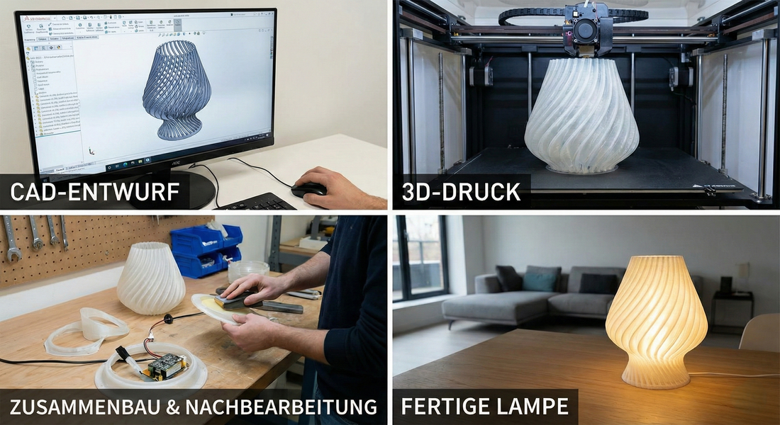 Vom CAD-Entwurf zur fertigen Lampe – der Entstehungsprozess einer 3D-gedruckten Leuchte
