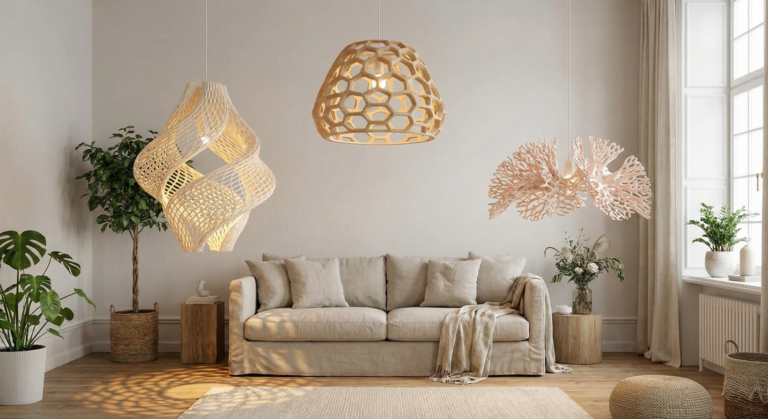 3D-gedruckte Deckenlampen aus PLA als ruhiger Mittelpunkt des Raumes